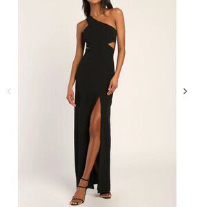 Lulus Show-Stopping Style Black One-Shoulder Cutout Maxi Dress